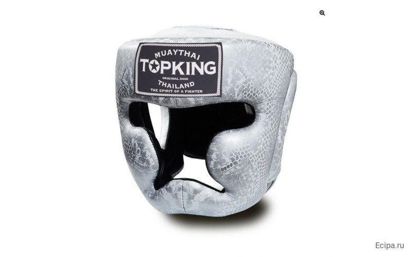 Боксерский шлем Top King Silver / White Snake Edition Head Guard L